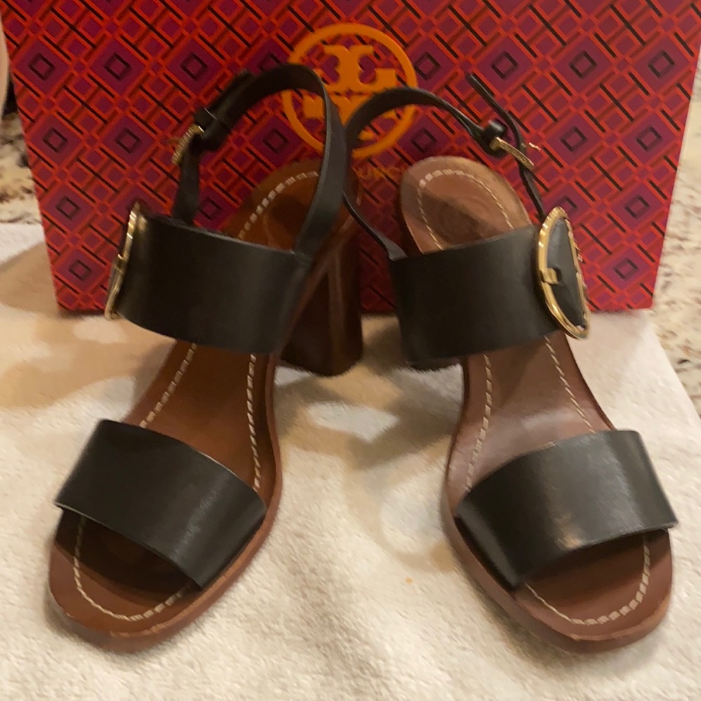 Authentic Tory Burch Black Heel Sandals. Size 6